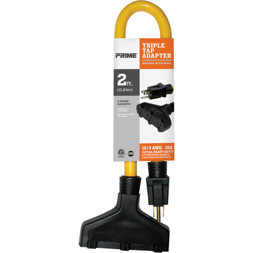Triple Tap Adapter, Outdoor, STW, 12/3 AWG, 15 A, 3 Outlet(s), 2' Stor-it Systems