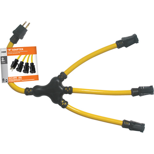 "W" Adapter, Outdoor, STW, 12/3 AWG, 15 A, 3 Outlet(s), 2' Stor-it Systems