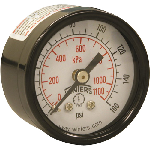 Economy Pressure Gauge, 1-1/2" , 0 - 160 psi, Back Mount, Analogue Stor-it Systems
