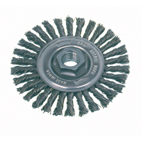 Brosse rotative &agrave; fils nou&eacute;s pour petites meuleuses haute vitesse, pour passe de fond, Dia. 4", Fils 0,02", Arbre 5/8"-11, Acier Stor-it Systems