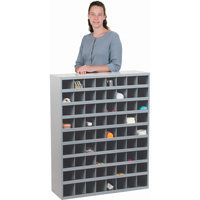 Steel Storage Bin Cabinet, 33-3/4" W x 12" D x 42" H, Grey Stor-it Systems