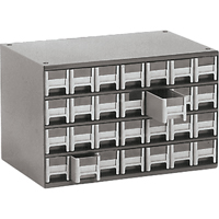 Modular Parts Cabinets, Steel, 28 Drawers, 17" x 10-9/16" x 2-2/16", Grey CA853 | Stor-it Systems