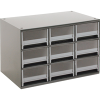 Casiers modulaires pour pi&egrave;ces, Acier, 9 tiroirs, 17" x 10-9/16" x 3-1/16", Gris Stor-it Systems