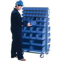 Support mobile deux c&ocirc;t&eacute;s pour bacs, &agrave; deux c&ocirc;t&eacute;s, 96 bacs, 36" la x 24" p x 63" h Stor-it Systems
