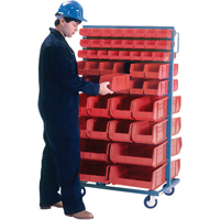 Support mobile deux c&ocirc;t&eacute;s pour bacs, &agrave; deux c&ocirc;t&eacute;s, 96 bacs, 36" la x 24" p x 63" h Stor-it Systems