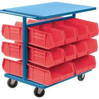 Chariot &agrave; bacs avec bacs, &agrave; deux c&ocirc;t&eacute;s, 20 bacs, 24" la x 38-1/2" p x 36-1/2" h Stor-it Systems