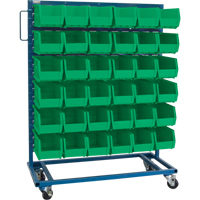 Single-Sided Mobile Bin Rack, Single-sided, 36 bins, 36" W x 16" D x 46-1/2" H Stor-it Systems