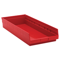 Bacs de rangement pour tablettes, 11-1/8" la x 4" H x 23-5/8" p, Rouge, Capacit&eacute; 50 lb Stor-it Systems