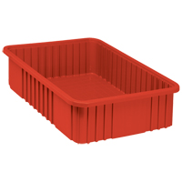 Divider Box&reg; Containers, Plastic, 22.5" W x 17.5" D x 6" H, Red Stor-it Systems