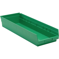 Shelf Bins, 8-3/8" W x 4" H x 23-5/8" D, Green, 50 lbs. Capacity Stor-it Systems