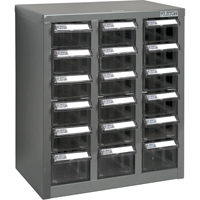 Casiers pour pi&egrave;ces KPC-600, Acier galvanis&eacute;, 18 tiroirs, 13-9/10" x 8-7/10" x 16-3/10", Gris Stor-it Systems