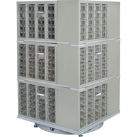 Armoire industrielle robuste avec carrousel &agrave; tiroirs, Acier, 240 tiroirs, 27" la x 27" p x 48" h, Gris Stor-it Systems