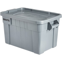 Brute Storage Tote with Lid, 27.88” D x 17.38” W x 15.13” H, 160 lbs. Capacity, Grey Stor-it Systems