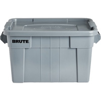 Brute Storage Tote with Lid, 27.88” D x 17.38” W x 15.13” H, 160 lbs. Capacity, Grey Stor-it Systems