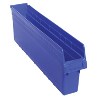 Store-Max Shelf Bins, 4-3/8" W x 8" H x 23-5/8" D, Blue, 68 lbs. Capacity CF896 | Stor-it Systems