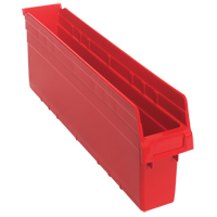 Store-Max Shelf Bins, 4-3/8" W x 8" H x 23-5/8" D, Red, 68 lbs. Capacity CF897 | Stor-it Systems