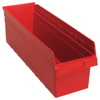 Store-Max Shelf Bins, 8-3/8" W x 8" H x 23-5/8" D, Red, 68 lbs. Capacity CF905 | Stor-it Systems