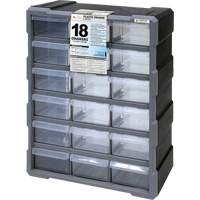 Armoire &agrave; tiroir, Plastique, 18 tiroirs, 15" x 6-1/4" x 18-3/4", Noir Stor-it Systems