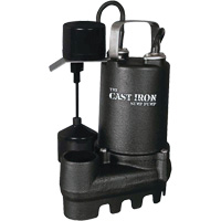Cast Iron Submersible Sump Pump with Vertical Float Switch, 67 GPM, 33 V, 5 A, 1/3 HP DC863 | Stor-it Systems