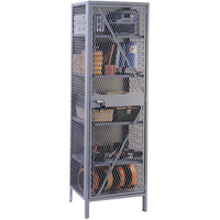 Wire Mesh Cabinet, Steel, 4 Shelves, 78" H x 24" W x 21" D, Grey FB015 | Stor-it Systems