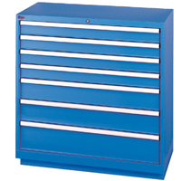 Drawer Cabinets, 7 Drawers, 40-1/4" W x 22-1/2" D x 41-3/4" H, Bright blue Stor-it Systems
