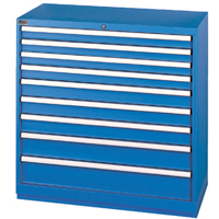 Drawer Cabinets, 9 Drawers, 40-1/4" W x 22-1/2" D x 41-3/4" H, Bright blue Stor-it Systems