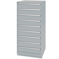 Drawer Cabinets, 9 Drawers, 28-1/4" W x 28-1/2" D x 59-1/2" H, Grey Stor-it Systems