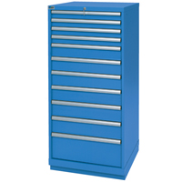 Drawer Cabinets, 11 Drawers, 28-1/4" W x 28-1/2" D x 59-1/2" H, Bright blue Stor-it Systems