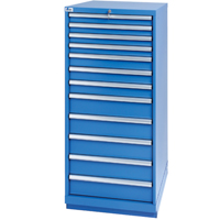 Drawer Cabinets, 12 Drawers, 28-1/4" W x 28-1/2" D x 59-1/2" H, Bright blue Stor-it Systems