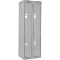 Clean Line Lockers, 2 -tier, Bank of 2, 24" x 18" x 72", Steel, Grey, Rivet (Assembled) Stor-it Systems