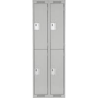 Clean Line Lockers, 2 -tier, Bank of 2, 24" x 18" x 72", Steel, Grey, Rivet (Assembled) Stor-it Systems