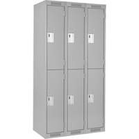 Clean Line Lockers, 2 -tier, Bank of 3, 36" x 18" x 72", Steel, Grey, Rivet (Assembled) Stor-it Systems