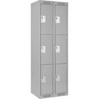 Clean Line Lockers, 3 -tier, Bank of 2, 24" x 18" x 72", Steel, Grey, Rivet (Assembled) Stor-it Systems