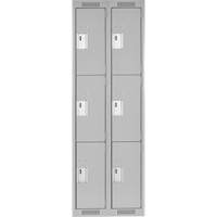 Clean Line Lockers, 3 -tier, Bank of 2, 24" x 18" x 72", Steel, Grey, Rivet (Assembled) Stor-it Systems