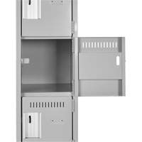 Clean Line Lockerette , 6 -tier, Bank of 4, 48" x 18" x 82", Steel, Beige, Rivet (Assembled) Stor-it Systems