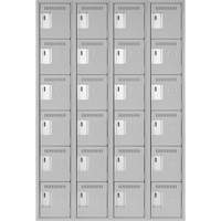 Clean Line Lockerettes, 6 -tier, Bank of 4, 48" x 18" x 72", Steel, Grey, Rivet (Assembled) Stor-it Systems