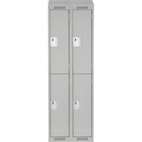 Clean Line Lockers, 2 -tier, Bank of 2, 24" x 18" x 78", Steel, Grey, Rivet (Assembled) Stor-it Systems
