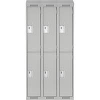 Clean Line Lockers, 2 -tier, Bank of 3, 36" x 18" x 78", Steel, Grey, Rivet (Assembled) Stor-it Systems