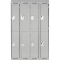 Clean Line Lockers, 2 -tier, Bank of 4, 48" x 18" x 78", Steel, Grey, Rivet (Assembled) Stor-it Systems