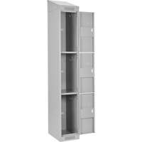 Clean Line Lockers, 3 -tier, Bank of 4, 48" x 18" x 78", Steel, Grey, Rivet (Assembled) Stor-it Systems
