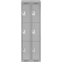 Clean Line Lockers, 3 -tier, Bank of 2, 24" x 18" x 78", Steel, Grey, Rivet (Assembled) Stor-it Systems