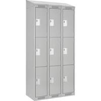 Clean Line Lockers, 3 -tier, Bank of 3, 36" x 18" x 78", Steel, Grey, Rivet (Assembled) Stor-it Systems
