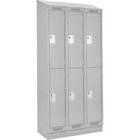 Clean Line Lockers, 2 -tier, Bank of 3, 36" x 18" x 82", Steel, Grey, Rivet (Assembled) Stor-it Systems