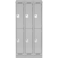 Clean Line Lockers, 2 -tier, Bank of 3, 36" x 18" x 82", Steel, Grey, Rivet (Assembled) Stor-it Systems