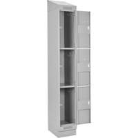 Clean Line Lockers, 3 -tier, Bank of 4, 48" x 18" x 82", Steel, Grey, Rivet (Assembled) Stor-it Systems