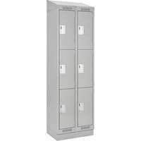 Casiers Clean Line, 3 niveaux, Bloc de 2, 24" x 18" x 82", Acier, Gris, Rivet (assembl&eacute;) Stor-it Systems