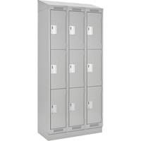 Clean Line Lockers, 3 -tier, Bank of 3, 36" x 18" x 82", Steel, Grey, Rivet (Assembled) Stor-it Systems