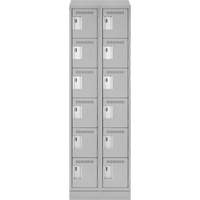 Clean Line Lockerette, 6 -tier, Bank of 2, 24" x 18" x 82", Steel, Grey, Rivet (Assembled) Stor-it Systems