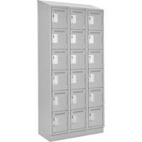 Clean Line Lockerette, 6 -tier, Bank of 3, 36" x 18" x 82", Steel, Grey, Rivet (Assembled) Stor-it Systems