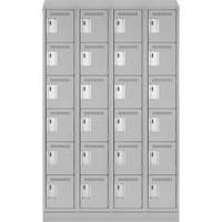 Clean Line Lockerette, 6 -tier, Bank of 4, 48" x 18" x 82", Steel, Grey, Rivet (Assembled) Stor-it Systems